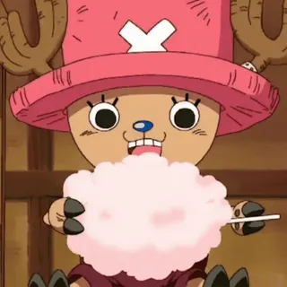 ☺️ db4934f4 Tony Tony Chopper One Piece anime, cartoon, cute, deer, reindeer, manga, cotton candy telegram sticker