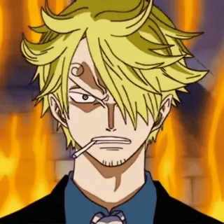 😠 fe828deb Sanji One Piece anime, cook, cigarette, pirate, fighting, fire telegram sticker