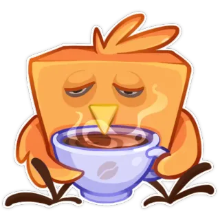 😴 4f68afe1 bird, coffee, tired, sleepy, cartoon telegram sticker