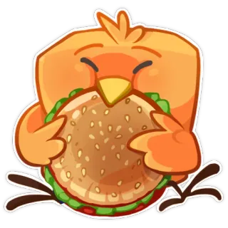 🍔 bf56eef8 bird, cartoon, burger, food, sandwich telegram sticker