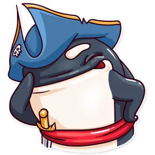🤦‍♂️ 26ed8065 Schwertwal, Pirat, Tier, Meer, Hut, Cartoon, Aufkleber telegram sticker