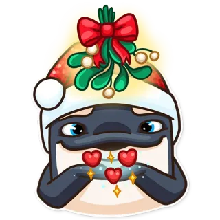 😘 29b752c3 Wal, Weihnachten, Mistel, Feiertag, Festlich, Herz, Cartoon, Winter telegram sticker