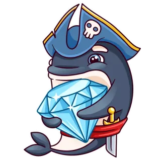 💎 fb76e71f Delfin, Pirat, Diamant, Cartoon, Schatz, Tier, Meer, Schmuck telegram sticker