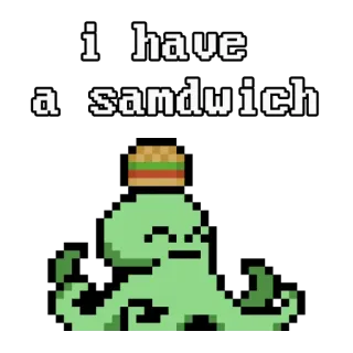 🍔 1c7ff807 I have a samdwich 三明治, 食物, 章鱼, 像素画, 可爱, 搞笑 telegram sticker
