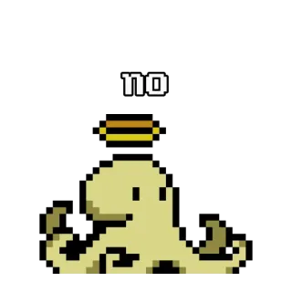 😕 32689c4a no 不, 章鱼, 像素画, 否认 telegram sticker