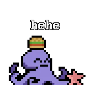 😀 a3ac75f1 hehe 章鱼, 汉堡, 海星, 像素画, 可爱, 搞笑 telegram sticker
