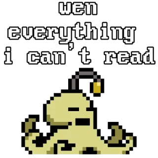 🥴 adc60e76 wen everything i can t read 文字, 阅读, 问题, 表情包, 像素画 telegram sticker