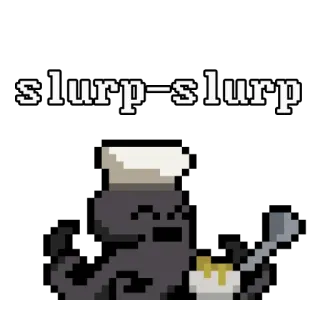 🍜 dddd1c43 slurp slurp 汤, 啜饮, 章鱼, 吃, 像素画 telegram sticker