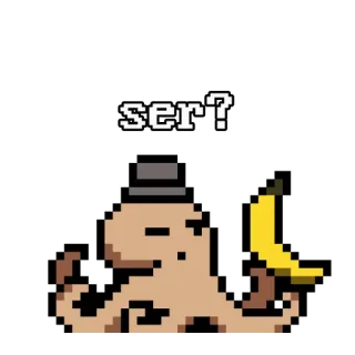🧐 e90e099c ser? 章鱼, 香蕉, 帽子, 像素艺术, 塞尔 telegram sticker