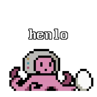 🖖 f4d3af22 henlo 像素艺术, Henlo, 可爱, 章鱼, 蛋, 宇航员 telegram sticker