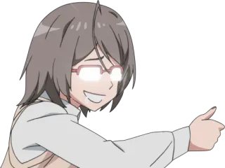 👍 01431d95 Anime, Dziewczyna, Okulary, Kciuk w górę, Wesoła telegram sticker
