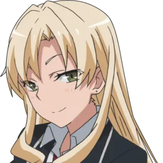 😏 0214de93 Anime, Dziewczyna, Blondynka, Postać, Uśmiech, Słodkie telegram sticker