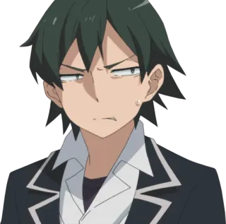 😠 632a6138 Hachiman Hikigaya My Teen Romantic Comedy SNAFU Anime, Postać, Manga, Wyrażenie, Hachiman Hikigaya, Oregairu, Poważny telegram sticker