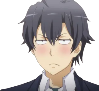 😳 7ed93ae0 Hachiman Hikigaya My Teen Romantic Comedy SNAFU Anime, Postać, Zdezorientowany, SNAFU, Rumieniec telegram sticker