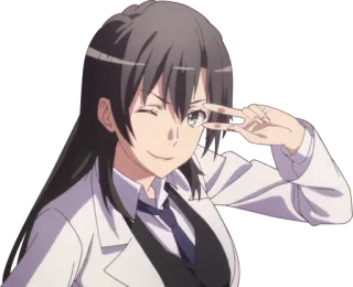 😉 8e94ff71 Anime, Dziewczyna, Znak pokoju, Mrugnięcie, Kreskówka telegram sticker