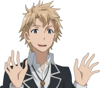 😅 9366a5e6 anime, postać, chłopak, uśmiechnięty telegram sticker