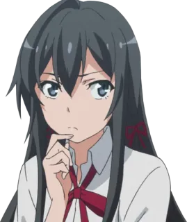 🤔 aacb2413 Yukino Yukinoshita My Teen Romantic Comedy SNAFU Anime, Dziewczyna, Mundur szkolny, Postać, Myślenie, Słodkie telegram sticker