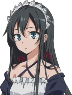 😕 bce9e964 Yukino Yukinoshita My Teen Romantic Comedy SNAFU Anime, Dziewczyna, Pokojówka, Czarne włosy, Słodkie telegram sticker