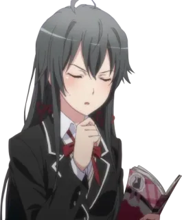 🤭 f2560ed4 Yukino Yukinoshita My Teen Romantic Comedy SNAFU Anime, Dziewczyna, Mundur szkolny, Książka, Kreskówka, Postać telegram sticker