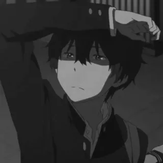 🕸 56011c7f 애니메이션, 소년, 흑백, 슬픈 telegram sticker