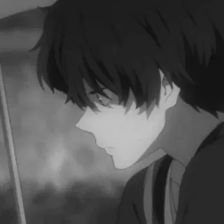 🕸 63d05b37 애니메이션, 소년, 인물 사진, 흑백 telegram sticker