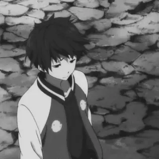 🕸 6c8fe548 애니메이션, 소년, 슬픈, 흑백, 십대, 캐릭터 telegram sticker