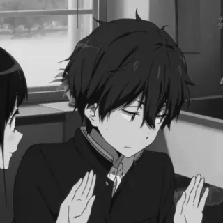 🕸 7c062546 애니메이션, 소년, 짜증, 캐릭터, 표정, 교실 telegram sticker