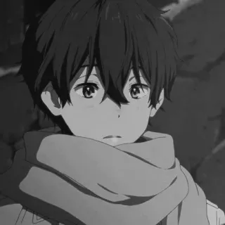 🕸 85716497 애니메이션, 소년, 슬픈, 만화, 머플러, 겨울, 귀여운 telegram sticker