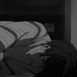 🕸 a79f94d2 애니메이션, 슬픈, 흑백, 남자, 피곤한, 멜랑꼴리 telegram sticker