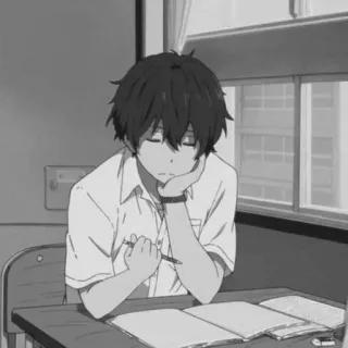 🕸 f4857c81 애니메이션, 소년, 학교, 지루한, 학생, 교실 telegram sticker