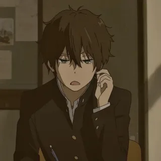 🥢 b6b0a619 Houtarou Oreki Hyouka อนิเมะ, ผู้ชาย, ตัวละคร, Hyouka, โฮทาโร่ โอเรกิ, เด็กผู้ชาย, ชุดนักเรียน telegram sticker