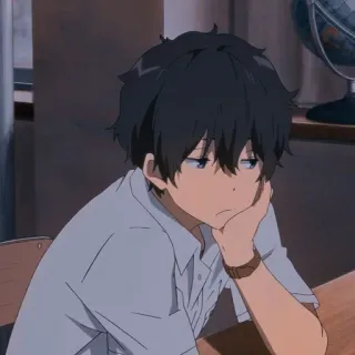 🥡 4f311b39 อนิเมะ, เด็กผู้ชาย, โรงเรียน, โต๊ะ, เบื่อ, นักเรียน telegram sticker