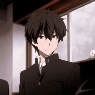 🥡 594efc3d อนิเมะ, ตัวละคร, ผมสีดำ, เครื่องแบบ, สไตล์ญี่ปุ่น telegram sticker