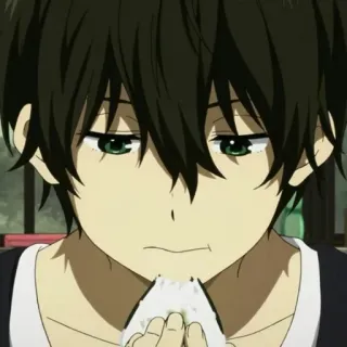 🎐 09f1acf0 anime, cartoon, boy, eating, onigiri, character whatsapp sticker