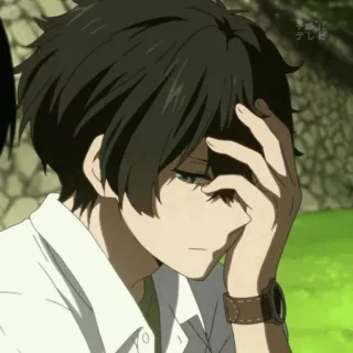 🎐 1e4dea3f anime, boy, pensive, upset, character, cartoon whatsapp sticker