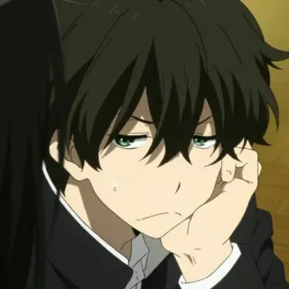 🎐 3bdedba6 Houtarou Oreki Hyouka anime, boy, bored, teenager, Hyouka whatsapp sticker