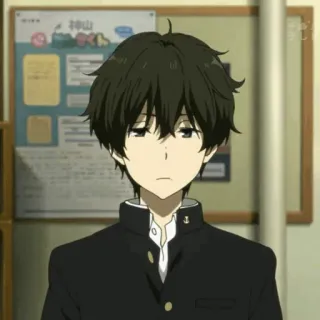 🎐 4d279194 Houtarou Oreki Hyouka anime, boy, school uniform, teenager, character, manga whatsapp sticker