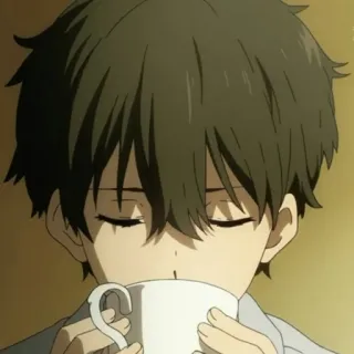 🎐 4fa9b9ee anime, boy, drink, coffee, character whatsapp sticker