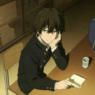 🎐 60391d7c Houtarou Oreki Hyouka anime, hyouka, houtarou oreki, student, school uniform, bored whatsapp sticker