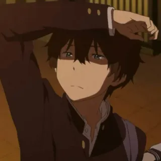 🎐 93f648e7 anime, character, tired, school uniform, bored whatsapp sticker