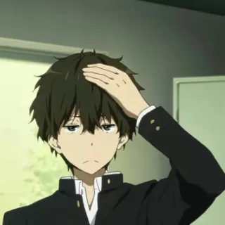 🎐 b5a494b5 Houtarou Oreki Hyouka anime, boy, hyouka, houtarou oreki, school uniform, character whatsapp sticker