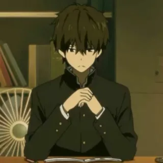 🎐 c339f0bb Houtarou Oreki Hyouka anime, school, boy, student, uniform, hyouka, houtarou oreki whatsapp sticker