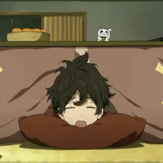 🎐 edc77f83 anime, sleep, cute, lazy, indoor, relaxing, boy whatsapp sticker