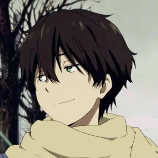 💙 25ef0e44 Houtarou Oreki Hyouka Anime, Personage, Man, Sjaal, Houtarou Oreki, Hyouka telegram sticker