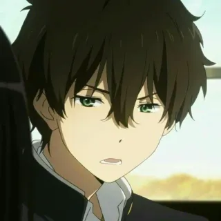 😑 e34f955c Houtarou Oreki Hyouka อนิเมะ, Hyouka, Houtarou Oreki, ตัวละคร, สีหน้า telegram sticker