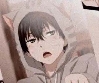 🍁 7d708d7f Anime, Ragazzo, Orecchie da gatto, Felpa con cappuccio, Estetico whatsapp sticker