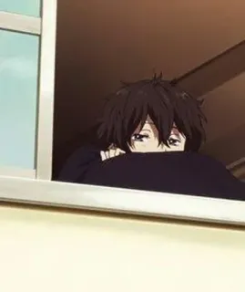 🖤 6053a281 anime, boy, window, looking, peeking, dark hair telegram sticker