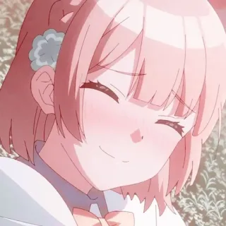 😊 32ea7198 Anime, Ragazza, Carina, Sorriso, Capelli Rosa, Cartone Animato, Personaggio whatsapp sticker