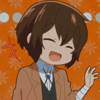 ☠️ 3612b0de Dazai Osamu Bungo Stray Dogs Anime, Chibi, Kartun, Senang, Tersenyum telegram sticker