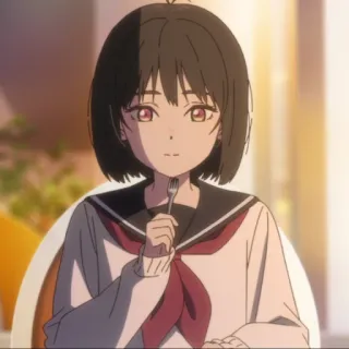 🍴 21026a18 Anime, Ragazza, Mangiare, Forchetta, Uniforme Scolastica, Bruna, Carina telegram sticker